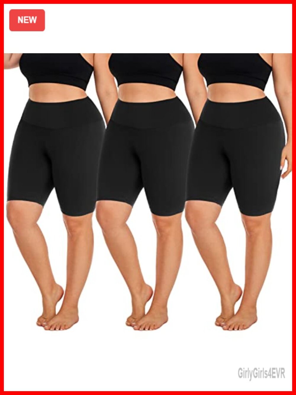 Plus Size High Waisted Biker Shorts 8" Inseam Tummy Control Stretch Yoga